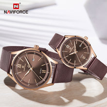 Load image into Gallery viewer, Top Luxury Brand NAVIFORCE Couple Watches Mesh steel Quartz Clock Male Waterproof Men Women Lover's Wristwatch Relogio Masculino
