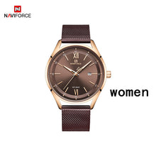 Load image into Gallery viewer, Top Luxury Brand NAVIFORCE Couple Watches Mesh steel Quartz Clock Male Waterproof Men Women Lover's Wristwatch Relogio Masculino