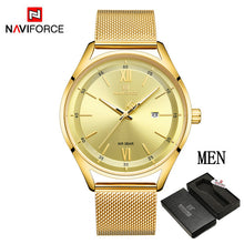 Load image into Gallery viewer, Top Luxury Brand NAVIFORCE Couple Watches Mesh steel Quartz Clock Male Waterproof Men Women Lover's Wristwatch Relogio Masculino