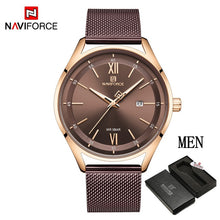 Load image into Gallery viewer, Top Luxury Brand NAVIFORCE Couple Watches Mesh steel Quartz Clock Male Waterproof Men Women Lover's Wristwatch Relogio Masculino