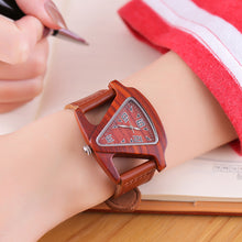 Load image into Gallery viewer, ALK wooden watch dropshipping Wood women ladies watches leather strap bamboo female male wrist watch quartz wristwatch clock
